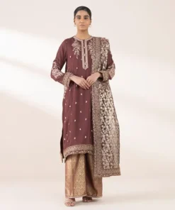 New Sapphire 3 Piece - Embroidered Chiffon Suit Brown