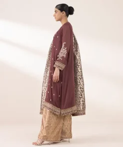 New Sapphire 3 Piece - Embroidered Chiffon Suit Brown
