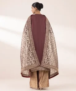 New Sapphire 3 Piece - Embroidered Chiffon Suit Brown