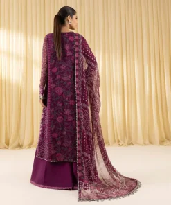 Discount Sapphire 3 Piece - Embroidered Chiffon Suit MagentaDupatta
