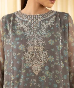 Best Sapphire 3 Piece - Embroidered Chiffon Suit GreyDupatta