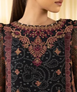 Best Sapphire 3 Piece - Embroidered Chiffon Suit BlackDupatta