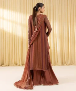 New Sapphire 3 Piece - Embroidered Chiffon Suit RustDupatta