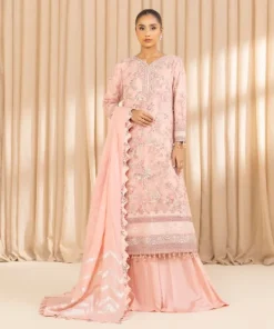 Fashion Sapphire 3 Piece - Embroidered Chiffon Suit Tea PinkDupatta