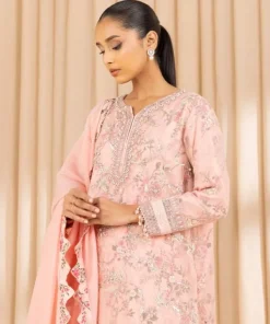 Fashion Sapphire 3 Piece - Embroidered Chiffon Suit Tea PinkDupatta