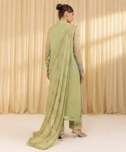 Hot Sapphire 3 Piece - Embroidered Chiffon Suit Bronze YellowDupatta