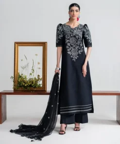 Sale Sapphire 3 Piece - Embroidered Cotton Jacquard Suit