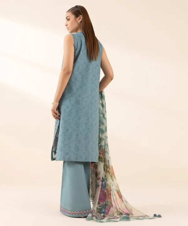 Fashion Sapphire 3 Piece - Embroidered Cotton Jacquard Suit