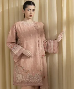 New Sapphire 3 Piece - Embroidered Cotton Jacquard Suit PeachDupatta