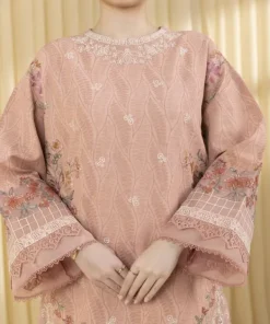 New Sapphire 3 Piece - Embroidered Cotton Jacquard Suit PeachDupatta