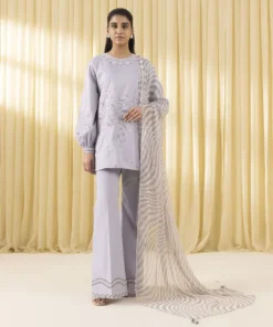 Online Sapphire 3 Piece - Embroidered Cotton Jacquard Suit Sky BlueDupatta