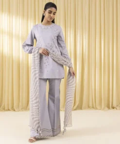Online Sapphire 3 Piece - Embroidered Cotton Jacquard Suit Sky BlueDupatta