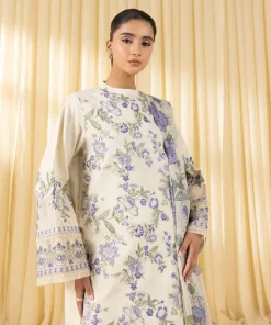 Best Sapphire 3 Piece - Embroidered Cotton Jacquard Suit Off WhiteDupatta