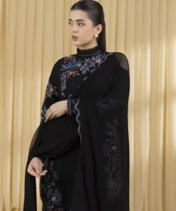 Hot Sapphire 3 Piece - Embroidered Cotton Jacquard Suit BlackDupatta