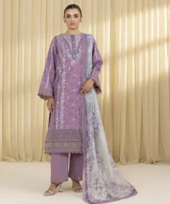 New Sapphire 3 Piece - Embroidered Cotton Jacquard Suit PurpleDupatta