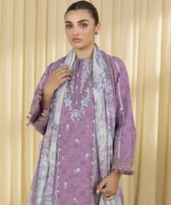 New Sapphire 3 Piece - Embroidered Cotton Jacquard Suit PurpleDupatta