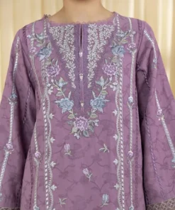 New Sapphire 3 Piece - Embroidered Cotton Jacquard Suit PurpleDupatta