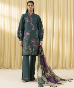 Clearance Sapphire 3 Piece - Embroidered Crosshatch Suit Teal GreenDupatta