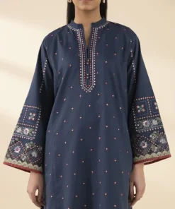 Sale Sapphire 2 Piece - Embroidered Crosshatch Suit Navy BlueDupatta
