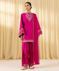 Outlet Sapphire 3 Piece - Embroidered Dobby Suit Hot PinkDupatta