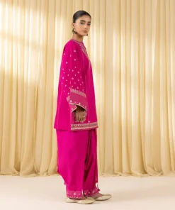 Outlet Sapphire 3 Piece - Embroidered Dobby Suit Hot PinkDupatta
