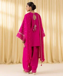 Outlet Sapphire 3 Piece - Embroidered Dobby Suit Hot PinkDupatta