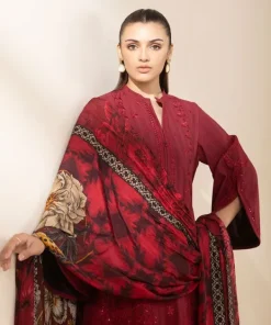 Sale Sapphire 3 Piece - Embroidered Dobby Suit RedDupatta