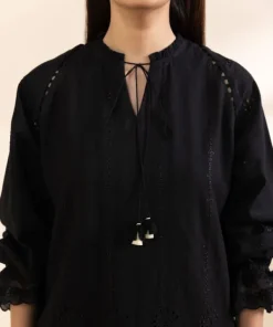 Clearance Sapphire 3 Piece - Embroidered Dobby Suit BlackDupatta