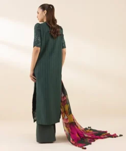 Sale Sapphire 3 Piece - Embroidered Dobby Suit GreenDupatta