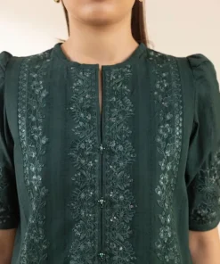 Sale Sapphire 3 Piece - Embroidered Dobby Suit GreenDupatta