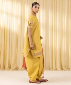 New Sapphire 3 Piece - Embroidered Dobby Suit YellowDupatta