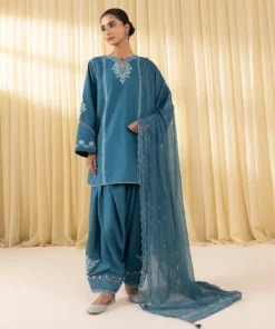 Best Sapphire 3 Piece - Embroidered Dobby Suit Teal GreenDupatta