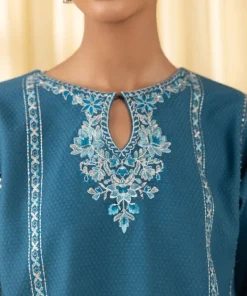 Best Sapphire 3 Piece - Embroidered Dobby Suit Teal GreenDupatta