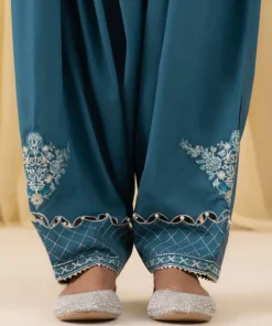 Best Sapphire 3 Piece - Embroidered Dobby Suit Teal GreenDupatta