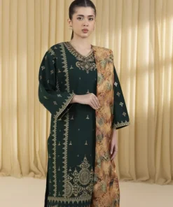 Sale Sapphire 3 Piece - Embroidered Dobby Suit GreenDupatta