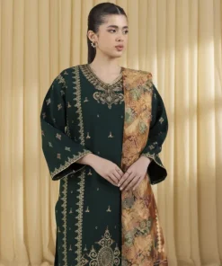 Sale Sapphire 3 Piece - Embroidered Dobby Suit GreenDupatta