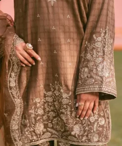 Clearance Sapphire 3 Piece - Embroidered Dobby Suit Brown