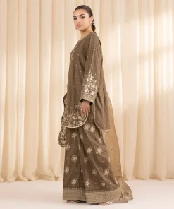 Clearance Sapphire 3 Piece - Embroidered Dobby Suit Brown