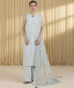Discount Sapphire 3 Piece - Embroidered Jacquard Suit AquaDupatta