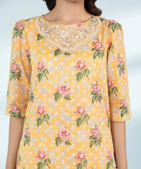 Online Sapphire 2 Piece - Embroidered Lawn Suit Yellow
