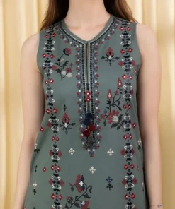 Best Sapphire 3 Piece - Embroidered Lawn Suit GreyDupatta