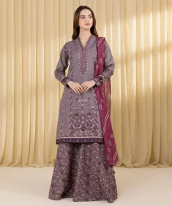 Fashion Sapphire 3 Piece - Embroidered Lawn Suit MauveDupatta
