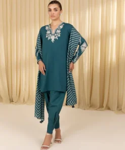 Best Sapphire 3 Piece - Embroidered Lawn Suit Teal GreenDupatta