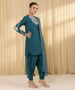 Best Sapphire 3 Piece - Embroidered Lawn Suit Teal GreenDupatta