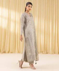 New Sapphire 3 Piece - Embroidered Lawn Suit BeigeDupatta
