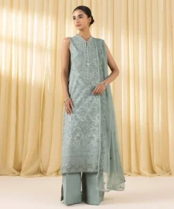 Outlet Sapphire 3 Piece - Embroidered Lawn Suit AquaDupatta