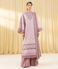 Best Sapphire 3 Piece - Embroidered Lawn Suit Tea PinkDupatta