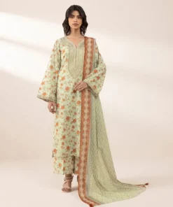 Sale Sapphire 3 Piece - Embroidered Lawn Suit BeigeDupatta