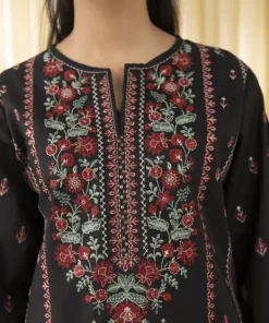Fashion Sapphire 3 Piece - Embroidered Lawn Suit BlackDupatta
