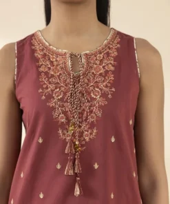 Fashion Sapphire 3 Piece - Embroidered Lawn Suit MaroonDupatta